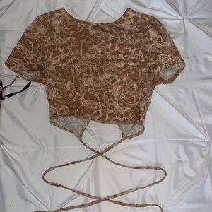 cropped shirt with wrap wait tie